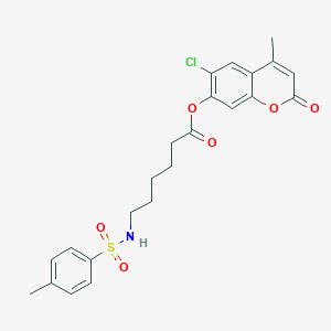 6-chloro-4-methyl-2-oxo-2H-chromen-7-yl 6-{[(4-methylphenyl)sulfonyl]amino}hexanoate