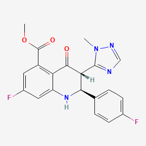 5-Quinolinecarboxylic acid,7-fluoro-2-(4-fluorophenyl)-1,2,3,4-tetrahydro-3-(1-methyl-1H-1,2,4-triazol-5-yl)-4-oxo-,methyl ester,(2S,3S)-