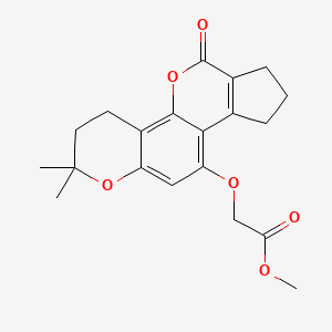 molecular formula C20H22O6 B3003802 methyl 2-((2,2-dimethyl-6-oxo-3,4,6,7,8,9-hexahydro-2H-cyclopenta[c]pyrano[2,3-h]chromen-10-yl)oxy)acetate CAS No. 1014081-19-6