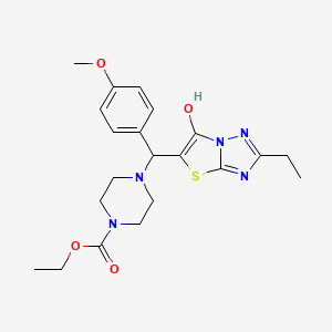 B3003820 Ethyl 4-((2-ethyl-6-hydroxythiazolo[3,2-b][1,2,4]triazol-5-yl)(4-methoxyphenyl)methyl)piperazine-1-carboxylate CAS No. 898367-20-9