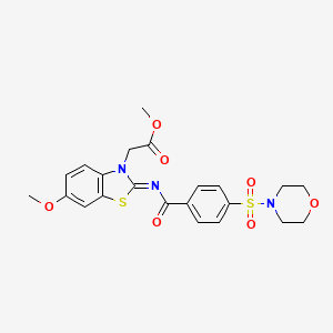 molecular formula C22H23N3O7S2 B3003831 methyl 2-[(2Z)-6-methoxy-2-{[4-(morpholine-4-sulfonyl)benzoyl]imino}-2,3-dihydro-1,3-benzothiazol-3-yl]acetate CAS No. 865199-75-3