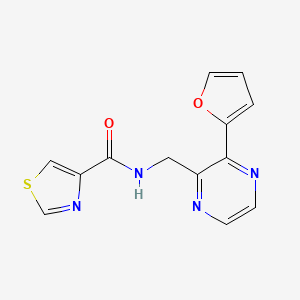 molecular formula C13H10N4O2S B3003838 N-((3-(furan-2-yl)pyrazin-2-yl)methyl)thiazole-4-carboxamide CAS No. 2034362-61-1