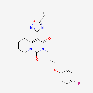molecular formula C21H23FN4O4 B3003840 4-(5-ethyl-1,2,4-oxadiazol-3-yl)-2-[3-(4-fluorophenoxy)propyl]-5,6,7,8-tetrahydro-1H-pyrido[1,2-c]pyrimidine-1,3(2H)-dione CAS No. 1775345-18-0