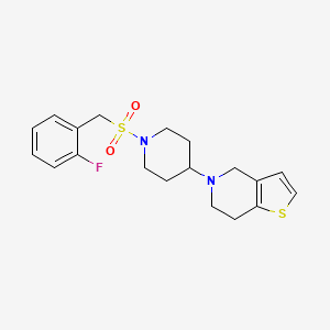molecular formula C19H23FN2O2S2 B3003845 5-(1-((2-Fluorobenzyl)sulfonyl)piperidin-4-yl)-4,5,6,7-tetrahydrothieno[3,2-c]pyridine CAS No. 1904416-94-9