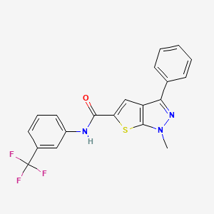 molecular formula C20H14F3N3OS B3003847 1-methyl-3-phenyl-N-[3-(trifluoromethyl)phenyl]-1H-thieno[2,3-c]pyrazole-5-carboxamide CAS No. 478066-99-8