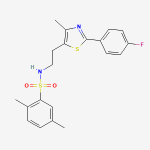 molecular formula C20H21FN2O2S2 B3003914 N-(2-(2-(4-fluorophenyl)-4-methylthiazol-5-yl)ethyl)-2,5-dimethylbenzenesulfonamide CAS No. 923186-89-4