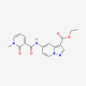 molecular formula C17H16N4O4 B3003917 Ethyl 5-(1-methyl-2-oxo-1,2-dihydropyridine-3-carboxamido)pyrazolo[1,5-a]pyridine-3-carboxylate CAS No. 1396560-06-7