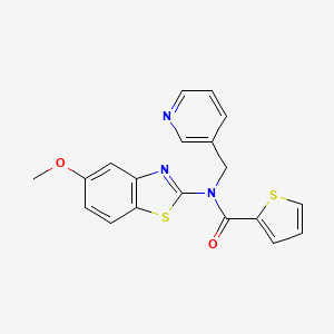 molecular formula C19H15N3O2S2 B3004072 N-(5-methoxy-1,3-benzothiazol-2-yl)-N-[(pyridin-3-yl)methyl]thiophene-2-carboxamide CAS No. 895412-17-6