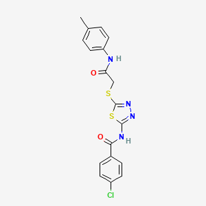 4-chloro-N-(5-((2-oxo-2-(p-tolylamino)ethyl)thio)-1,3,4-thiadiazol-2-yl)benzamide