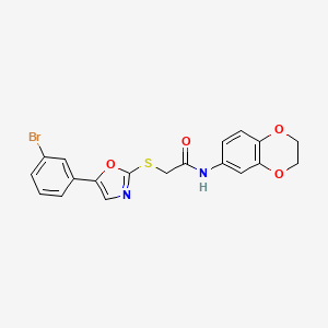2-((5-(3-bromophenyl)oxazol-2-yl)thio)-N-(2,3-dihydrobenzo[b][1,4]dioxin-6-yl)acetamide