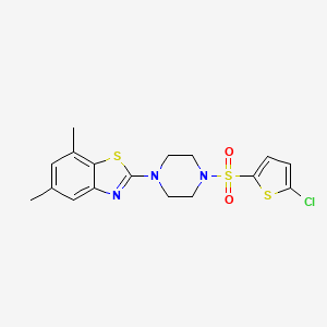 2-(4-((5-Chlorothiophen-2-yl)sulfonyl)piperazin-1-yl)-5,7-dimethylbenzo[d]thiazole