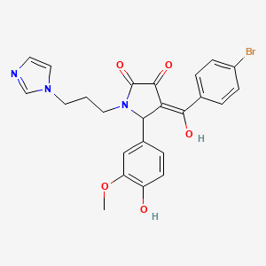 B3004218 1-(3-(1H-imidazol-1-yl)propyl)-4-(4-bromobenzoyl)-3-hydroxy-5-(4-hydroxy-3-methoxyphenyl)-1H-pyrrol-2(5H)-one CAS No. 440096-97-9