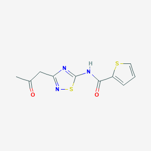 molecular formula C10H9N3O2S2 B3004257 N-(3-(2-oxopropyl)-1,2,4-thiadiazol-5-yl)thiophene-2-carboxamide CAS No. 693796-35-9