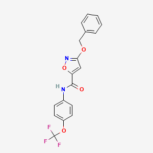 molecular formula C18H13F3N2O4 B3004300 3-(benzyloxy)-N-(4-(trifluoromethoxy)phenyl)isoxazole-5-carboxamide CAS No. 1421505-25-0