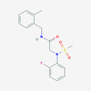 molecular formula C17H19FN2O3S B300431 N~2~-(2-fluorophenyl)-N-(2-methylbenzyl)-N~2~-(methylsulfonyl)glycinamide 