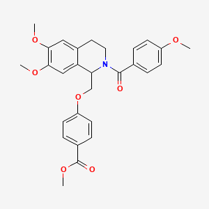 molecular formula C28H29NO7 B3004349 Methyl 4-((6,7-dimethoxy-2-(4-methoxybenzoyl)-1,2,3,4-tetrahydroisoquinolin-1-yl)methoxy)benzoate CAS No. 486452-75-9
