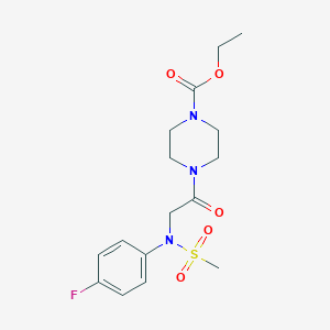 molecular formula C16H22FN3O5S B300436 ethyl 4-{[4-fluoro(methylsulfonyl)anilino]acetyl}-1-piperazinecarboxylate 