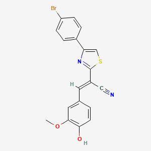 molecular formula C19H13BrN2O2S B3004362 (2E)-2-[4-(4-bromophenyl)-1,3-thiazol-2-yl]-3-(4-hydroxy-3-methoxyphenyl)prop-2-enenitrile CAS No. 325992-97-0