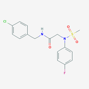 molecular formula C16H16ClFN2O3S B300438 N-(4-chlorobenzyl)-N~2~-(4-fluorophenyl)-N~2~-(methylsulfonyl)glycinamide 