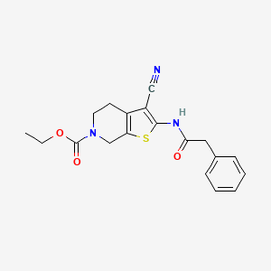 molecular formula C19H19N3O3S B3004413 ethyl 3-cyano-2-(2-phenylacetamido)-4,5-dihydrothieno[2,3-c]pyridine-6(7H)-carboxylate CAS No. 864927-14-0