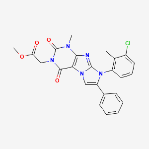 molecular formula C24H20ClN5O4 B3004446 methyl 2-(8-(3-chloro-2-methylphenyl)-1-methyl-2,4-dioxo-7-phenyl-1H-imidazo[2,1-f]purin-3(2H,4H,8H)-yl)acetate CAS No. 886898-86-8