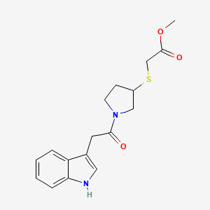molecular formula C17H20N2O3S B3004447 methyl 2-((1-(2-(1H-indol-3-yl)acetyl)pyrrolidin-3-yl)thio)acetate CAS No. 2034355-88-7