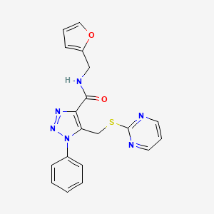 N-(furan-2-ylmethyl)-1-phenyl-5-((pyrimidin-2-ylthio)methyl)-1H-1,2,3-triazole-4-carboxamide