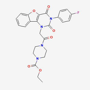 molecular formula C25H23FN4O6 B3004550 ethyl 4-(2-(3-(4-fluorophenyl)-2,4-dioxo-3,4-dihydrobenzofuro[3,2-d]pyrimidin-1(2H)-yl)acetyl)piperazine-1-carboxylate CAS No. 887455-60-9