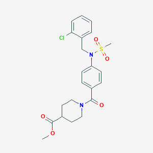 molecular formula C22H25ClN2O5S B300468 methyl 1-({4-[(2-chlorobenzyl)(methylsulfonyl)amino]phenyl}carbonyl)piperidine-4-carboxylate 