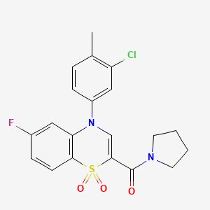 (4-(3-chloro-4-methylphenyl)-6-fluoro-1,1-dioxido-4H-benzo[b][1,4]thiazin-2-yl)(pyrrolidin-1-yl)methanone