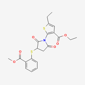 Ethyl 5-ethyl-2-(3-((2-(methoxycarbonyl)phenyl)thio)-2,5-dioxopyrrolidin-1-yl)thiophene-3-carboxylate