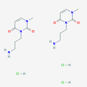 molecular formula C16H29Cl3N6O4 B3004799 Bis(3-(3-aminopropyl)-1-methyl-1,2,3,4-tetrahydropyrimidine-2,4-dione) trihydrochloride CAS No. 1803566-37-1