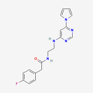 molecular formula C18H18FN5O B3004807 N-(2-((6-(1H-pyrrol-1-yl)pyrimidin-4-yl)amino)ethyl)-2-(4-fluorophenyl)acetamide CAS No. 1396859-07-6