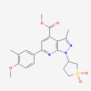 molecular formula C21H23N3O5S B3004885 methyl 1-(1,1-dioxidotetrahydrothiophen-3-yl)-6-(4-methoxy-3-methylphenyl)-3-methyl-1H-pyrazolo[3,4-b]pyridine-4-carboxylate CAS No. 1040635-82-2