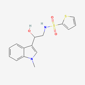 molecular formula C15H16N2O3S2 B3004905 N-(2-hydroxy-2-(1-methyl-1H-indol-3-yl)ethyl)thiophene-2-sulfonamide CAS No. 1448076-73-0