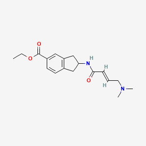 molecular formula C18H24N2O3 B3004954 Ethyl 2-[[(E)-4-(dimethylamino)but-2-enoyl]amino]-2,3-dihydro-1H-indene-5-carboxylate CAS No. 2411335-23-2