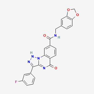 molecular formula C24H16FN5O4 B3004977 N-[(2H-1,3-benzodioxol-5-yl)methyl]-3-(3-fluorophenyl)-5-oxo-4H,5H-[1,2,3]triazolo[1,5-a]quinazoline-8-carboxamide CAS No. 1031624-07-3