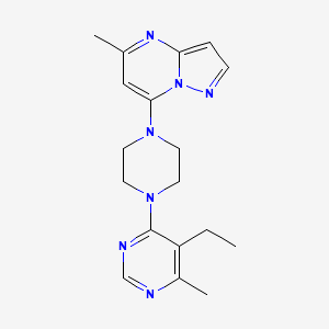 molecular formula C18H23N7 B3004993 5-Ethyl-4-methyl-6-(4-{5-methylpyrazolo[1,5-a]pyrimidin-7-yl}piperazin-1-yl)pyrimidine CAS No. 2380171-63-9