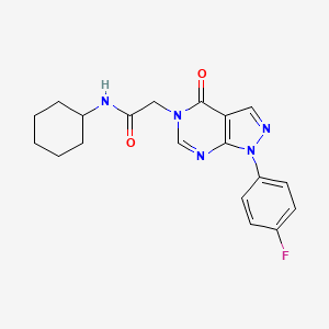 molecular formula C19H20FN5O2 B3005012 N-cyclohexyl-2-(1-(4-fluorophenyl)-4-oxo-1H-pyrazolo[3,4-d]pyrimidin-5(4H)-yl)acetamide CAS No. 841211-28-7