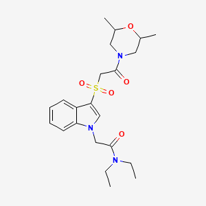 2-(3-((2-(2,6-dimethylmorpholino)-2-oxoethyl)sulfonyl)-1H-indol-1-yl)-N,N-diethylacetamide