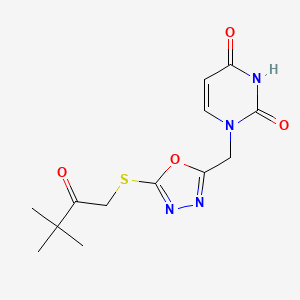 1-((5-((3,3-dimethyl-2-oxobutyl)thio)-1,3,4-oxadiazol-2-yl)methyl)pyrimidine-2,4(1H,3H)-dione