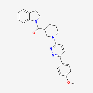 molecular formula C25H26N4O2 B3005050 Indolin-1-yl(1-(6-(4-methoxyphenyl)pyridazin-3-yl)piperidin-3-yl)methanone CAS No. 1172866-39-5