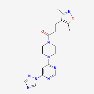 1-(4-(6-(1H-1,2,4-triazol-1-yl)pyrimidin-4-yl)piperazin-1-yl)-3-(3,5-dimethylisoxazol-4-yl)propan-1-one