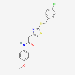 molecular formula C19H17ClN2O2S2 B3005073 2-(2-((4-chlorobenzyl)thio)thiazol-4-yl)-N-(4-methoxyphenyl)acetamide CAS No. 953954-75-1