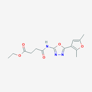 molecular formula C14H17N3O5 B3005074 Ethyl 4-((5-(2,5-dimethylfuran-3-yl)-1,3,4-oxadiazol-2-yl)amino)-4-oxobutanoate CAS No. 1251615-25-4