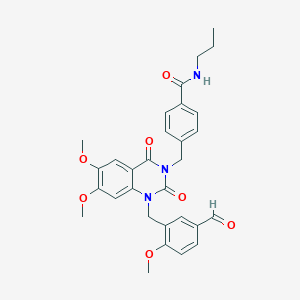molecular formula C30H31N3O7 B3005094 4-((1-(5-formyl-2-methoxybenzyl)-6,7-dimethoxy-2,4-dioxo-1,2-dihydroquinazolin-3(4H)-yl)methyl)-N-propylbenzamide CAS No. 1223825-66-8