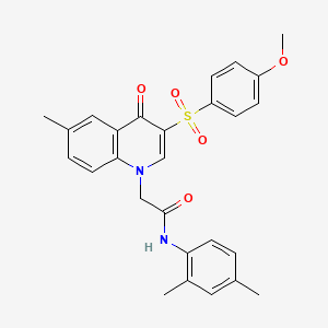 molecular formula C27H26N2O5S B3005122 N-(2,4-dimethylphenyl)-2-[3-(4-methoxyphenyl)sulfonyl-6-methyl-4-oxoquinolin-1-yl]acetamide CAS No. 872196-52-6