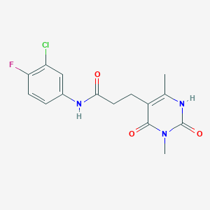 N-(3-chloro-4-fluorophenyl)-3-(3,6-dimethyl-2,4-dioxo-1,2,3,4-tetrahydropyrimidin-5-yl)propanamide