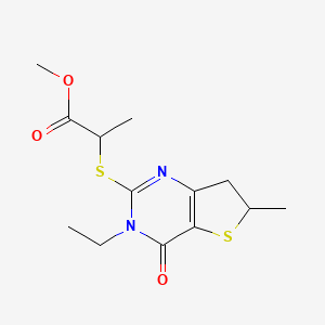molecular formula C13H18N2O3S2 B3005135 Methyl 2-[(3-ethyl-6-methyl-4-oxo-6,7-dihydrothieno[3,2-d]pyrimidin-2-yl)sulfanyl]propanoate CAS No. 851409-85-3