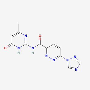 molecular formula C12H10N8O2 B3005137 N-(4-hydroxy-6-methylpyrimidin-2-yl)-6-(1H-1,2,4-triazol-1-yl)pyridazine-3-carboxamide CAS No. 1448058-86-3